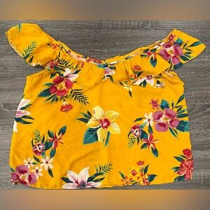 Old Navy Yellow Floral Off-Shoulder Top | Size XL